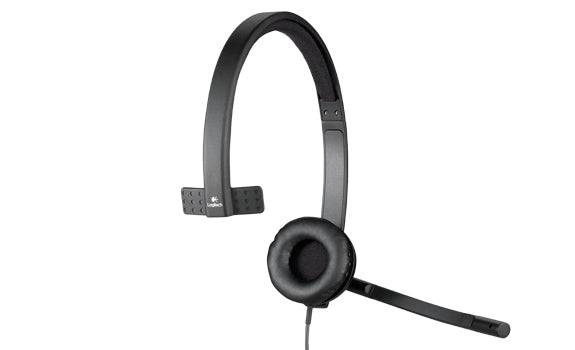 Logitech H570e Wired Headset, Mono Headphones with Noise-Cancelling Microphone, USB, in-Line Controls with Mute Button, Indicator LED, PC/Mac/Laptop - Black - Auricular - en oreja - cableado Guatemala