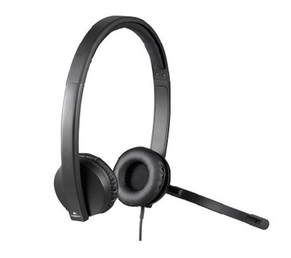 Logitech H570e Wired Headset Stereo Headphones with Noise-Cancelling Microphone USB in-Line Controls with Mute Button Indicator LED PC/Mac/Laptop - Black - Auricular - en oreja - cableado - USB - Certificado para Skype Empresarial con certificación Lync 2013 Guatemala