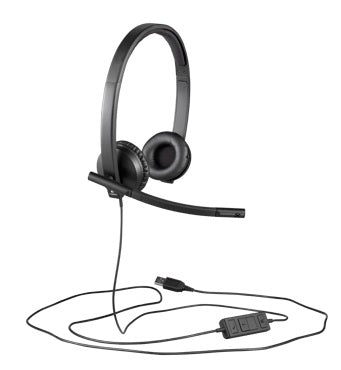 Logitech H570e Wired Headset Stereo Headphones with Noise-Cancelling Microphone USB in-Line Controls with Mute Button Indicator LED PC/Mac/Laptop - Black - Auricular - en oreja - cableado - USB - Certificado para Skype Empresarial con certificación Lync 2013 Guatemala