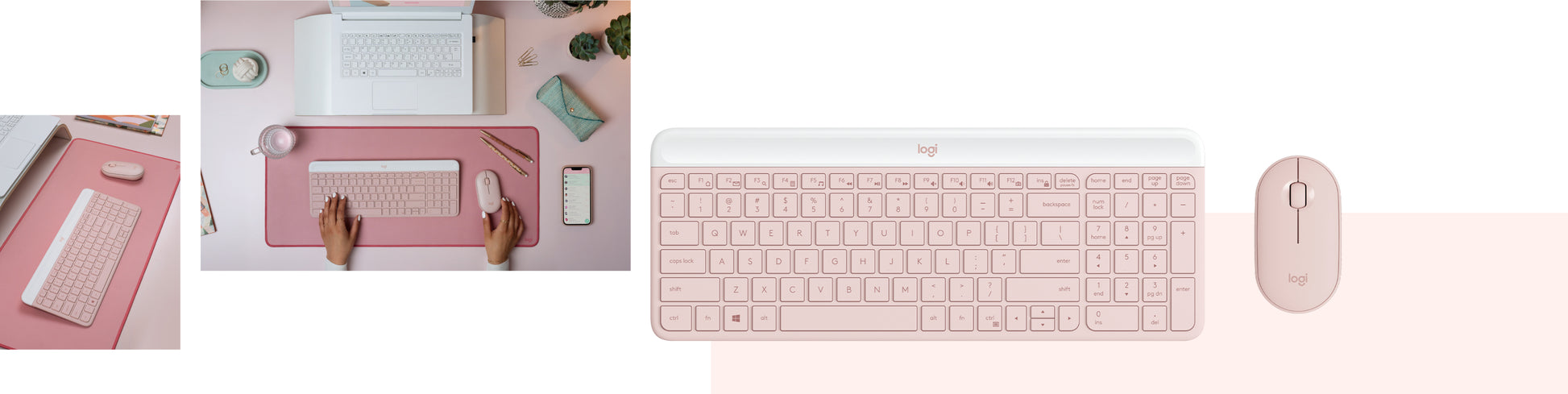 Logitech - Keyboard and mouse set - Spanish - Wireless - Rose Guatemala