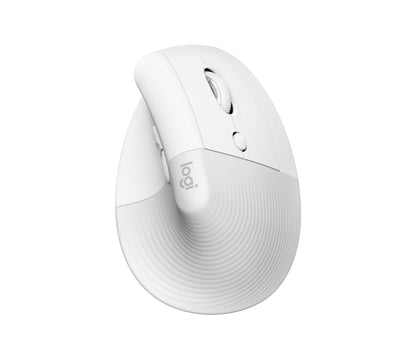 Logitech Lift Vertical Ergonomic Mouse - Ratón vertical - ergonómico - 6 botones - inalámbrico - 2.4 GHz Bluetooth - receptor de USB Logitech Logi Bolt - blanco hueso Guatemala