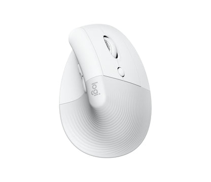 Logitech Lift Vertical Ergonomic Mouse - Ratón vertical - ergonómico - 6 botones - inalámbrico - 2.4 GHz Bluetooth - receptor de USB Logitech Logi Bolt - blanco hueso Guatemala