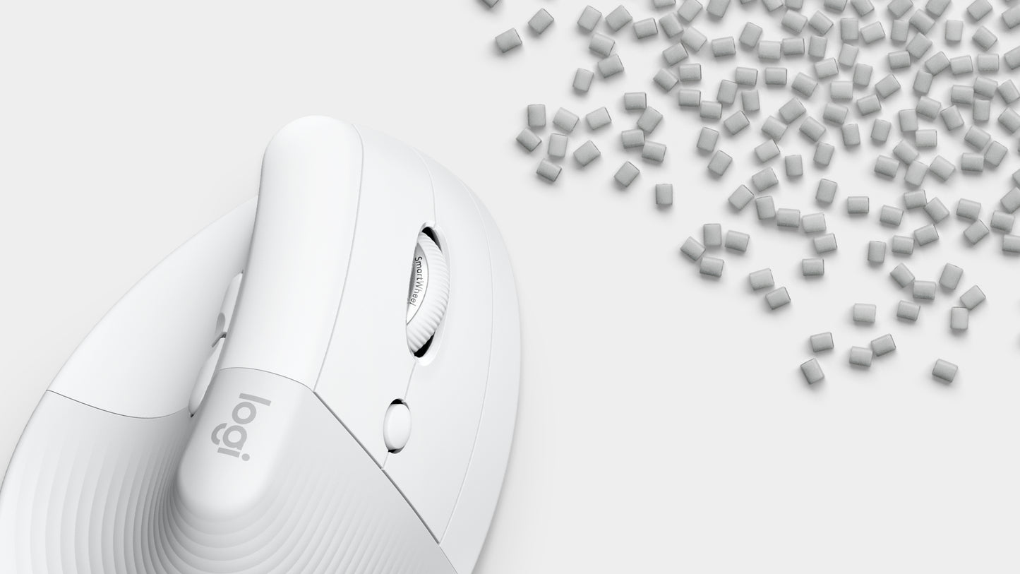 Logitech Lift Vertical Ergonomic Mouse - Ratón vertical - ergonómico - 6 botones - inalámbrico - 2.4 GHz Bluetooth - receptor de USB Logitech Logi Bolt - blanco hueso Guatemala
