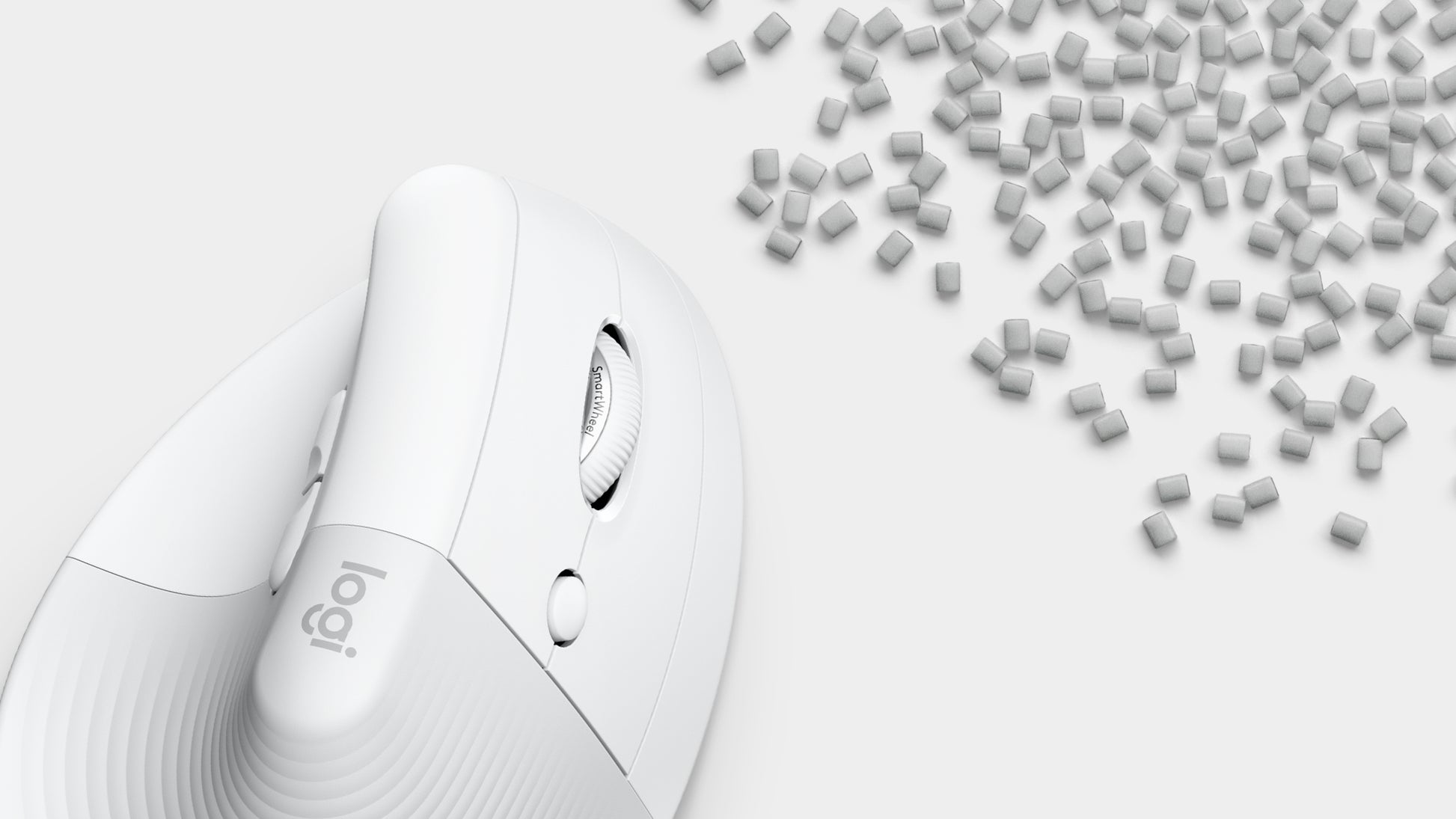 Logitech Lift Vertical Ergonomic Mouse - Ratón vertical - ergonómico - 6 botones - inalámbrico - 2.4 GHz Bluetooth - receptor de USB Logitech Logi Bolt - blanco hueso Guatemala