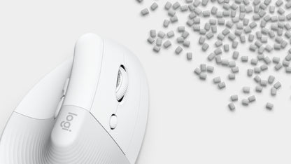 Logitech Lift Vertical Ergonomic Mouse - Ratón vertical - ergonómico - 6 botones - inalámbrico - 2.4 GHz Bluetooth - receptor de USB Logitech Logi Bolt - blanco hueso Guatemala