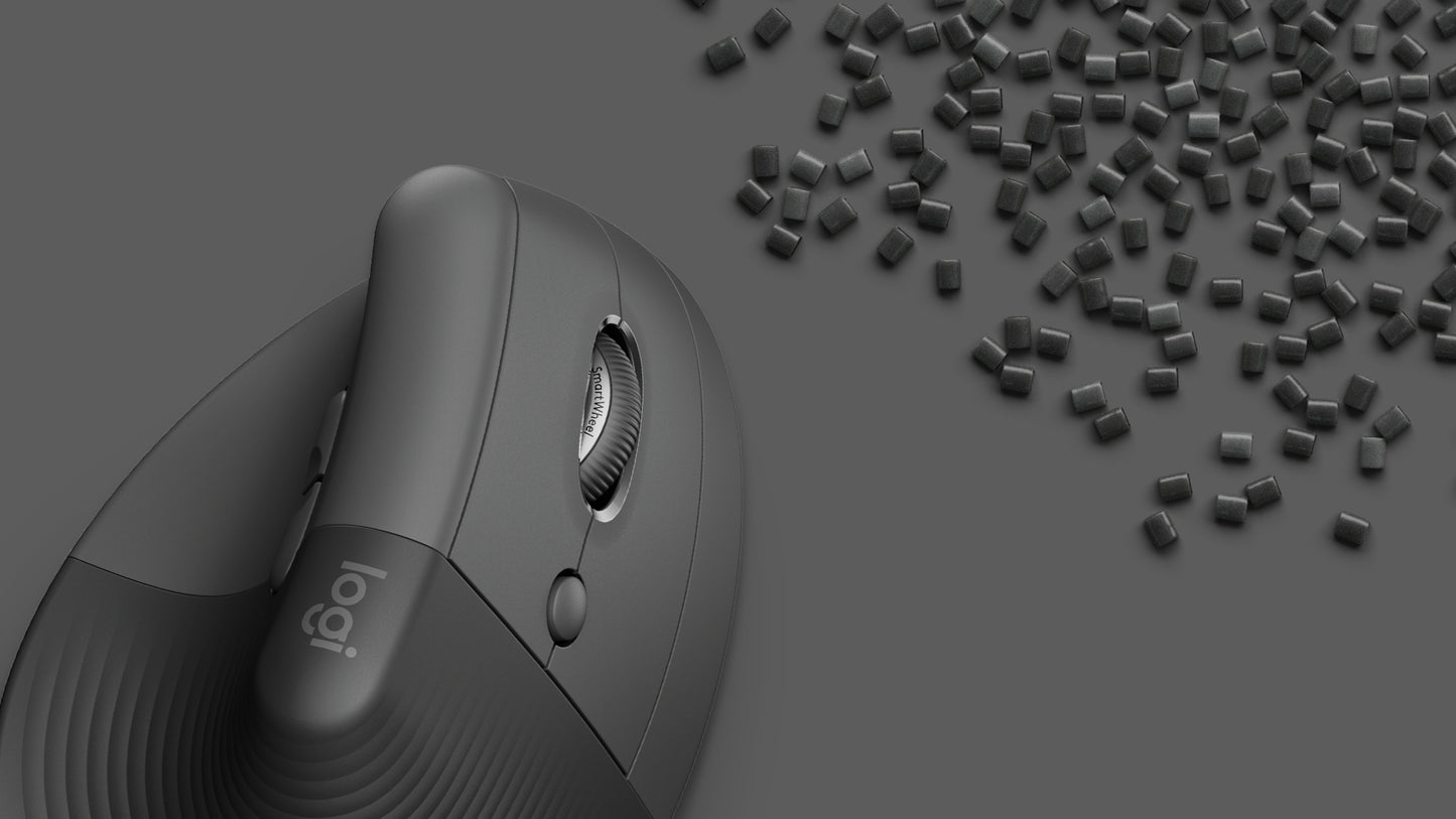 Logitech Lift Vertical Ergonomic Mouse - Ratón vertical - ergonómico - 6 botones - inalámbrico - 2.4 GHz Bluetooth - receptor de USB Logitech Logi Bolt - grafito Guatemala