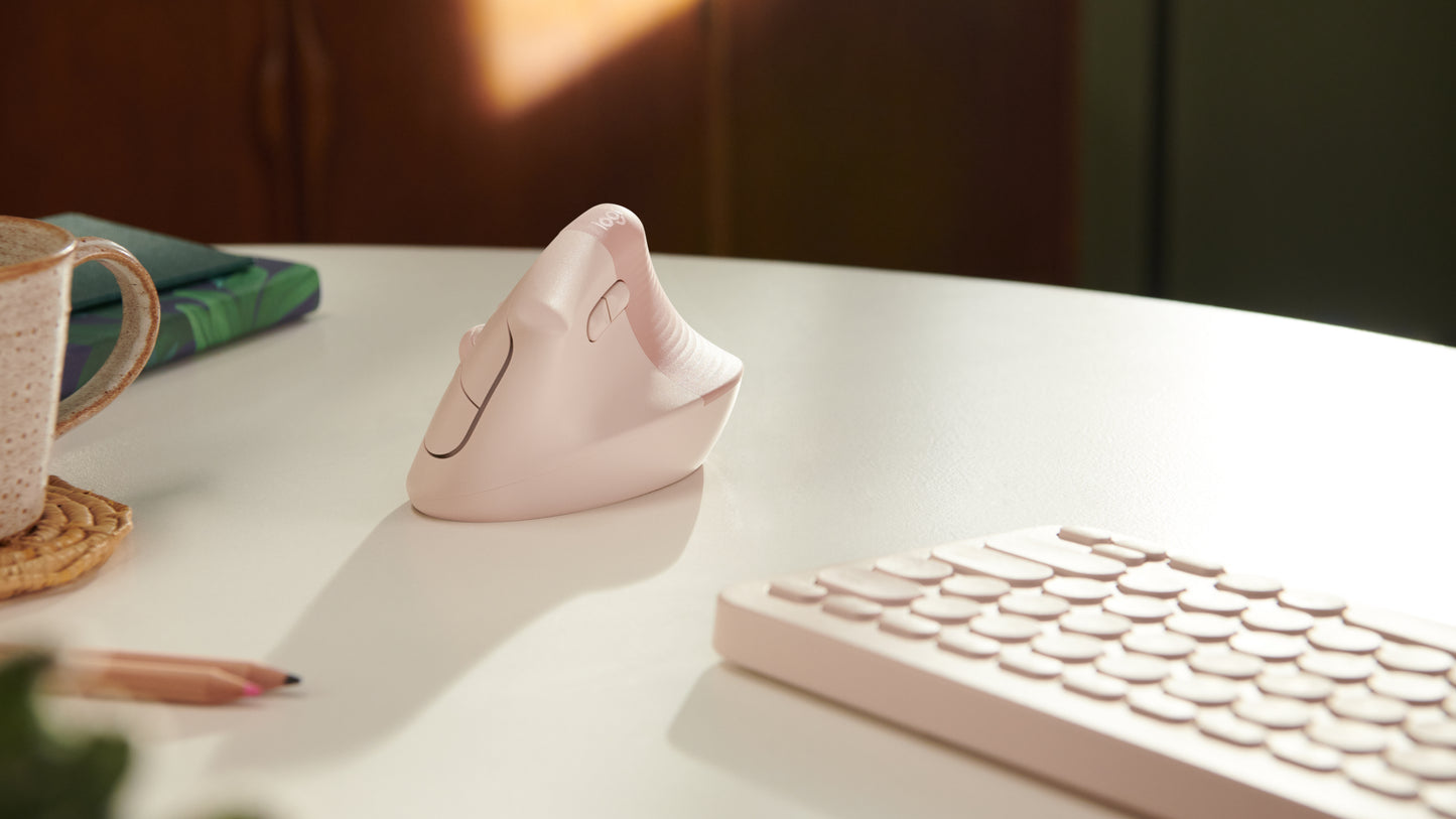 Logitech Lift Vertical Ergonomic Mouse - Ratón vertical - ergonómico - 6 botones - inalámbrico - 2.4 GHz Bluetooth - receptor de USB Logitech Logi Bolt - rosa Guatemala