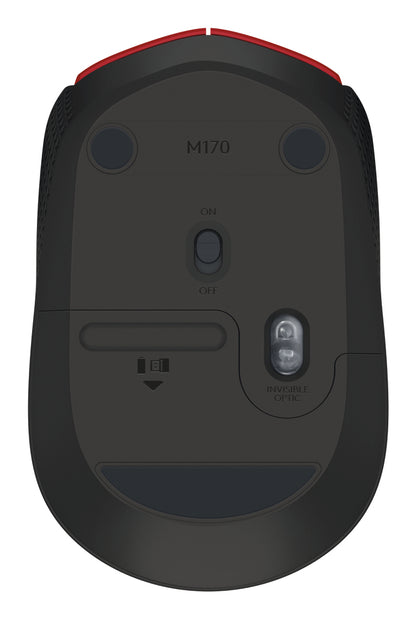 Logitech M170 - Ratón - diestro y zurdo - inalámbrico - 2.4 GHz - receptor inalámbrico USB - rojo Guatemala