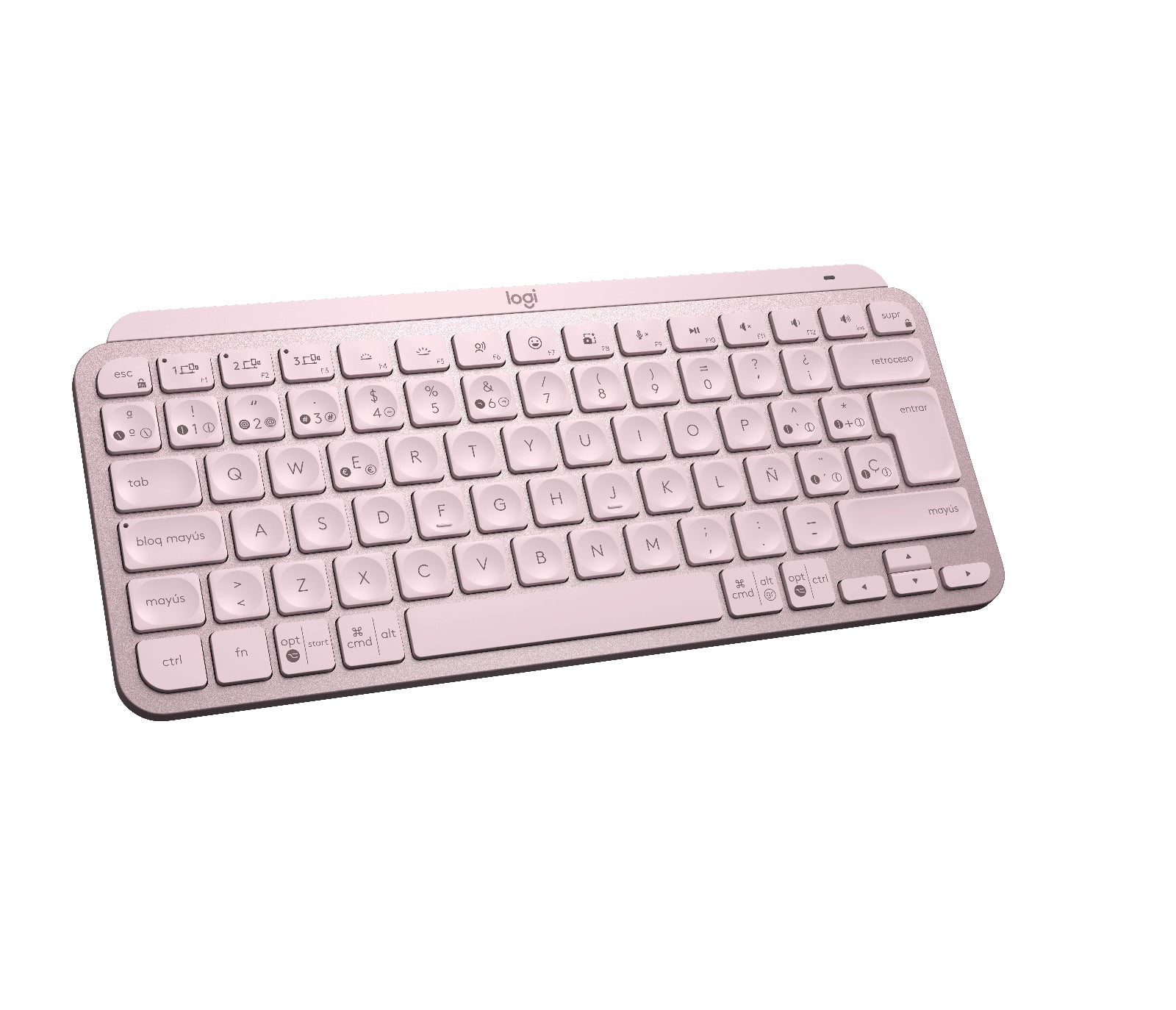 Logitech MX Keys Mini - eclado - Inalámbrico - Español - Bluetooth 5.0 / Bluetooth / 2.4 GHz / USB-C - Ergonomic Design - Rosa Guatemala