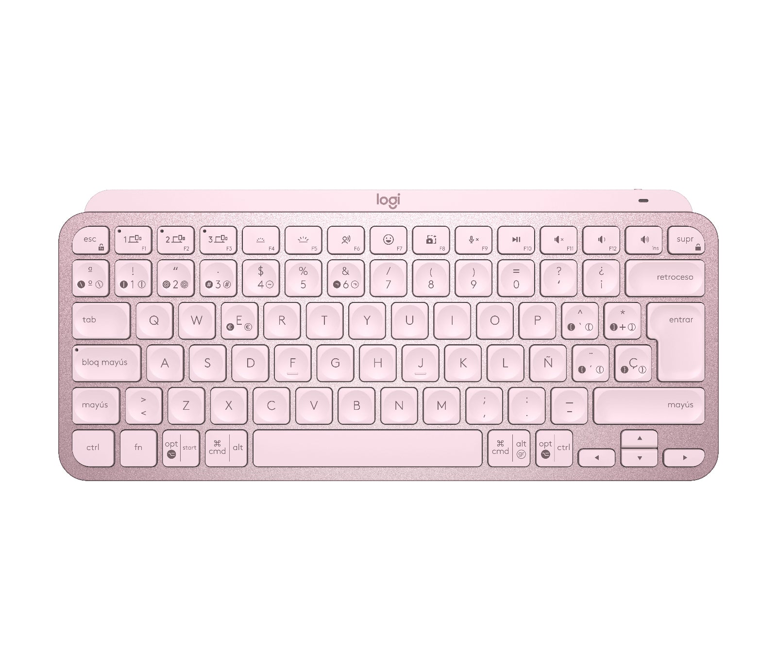 Logitech MX Keys Mini - eclado - Inalámbrico - Español - Bluetooth 5.0 / Bluetooth / 2.4 GHz / USB-C - Ergonomic Design - Rosa Guatemala