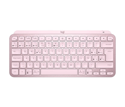 Logitech MX Keys Mini - eclado - Inalámbrico - Español - Bluetooth 5.0 / Bluetooth / 2.4 GHz / USB-C - Ergonomic Design - Rosa Guatemala