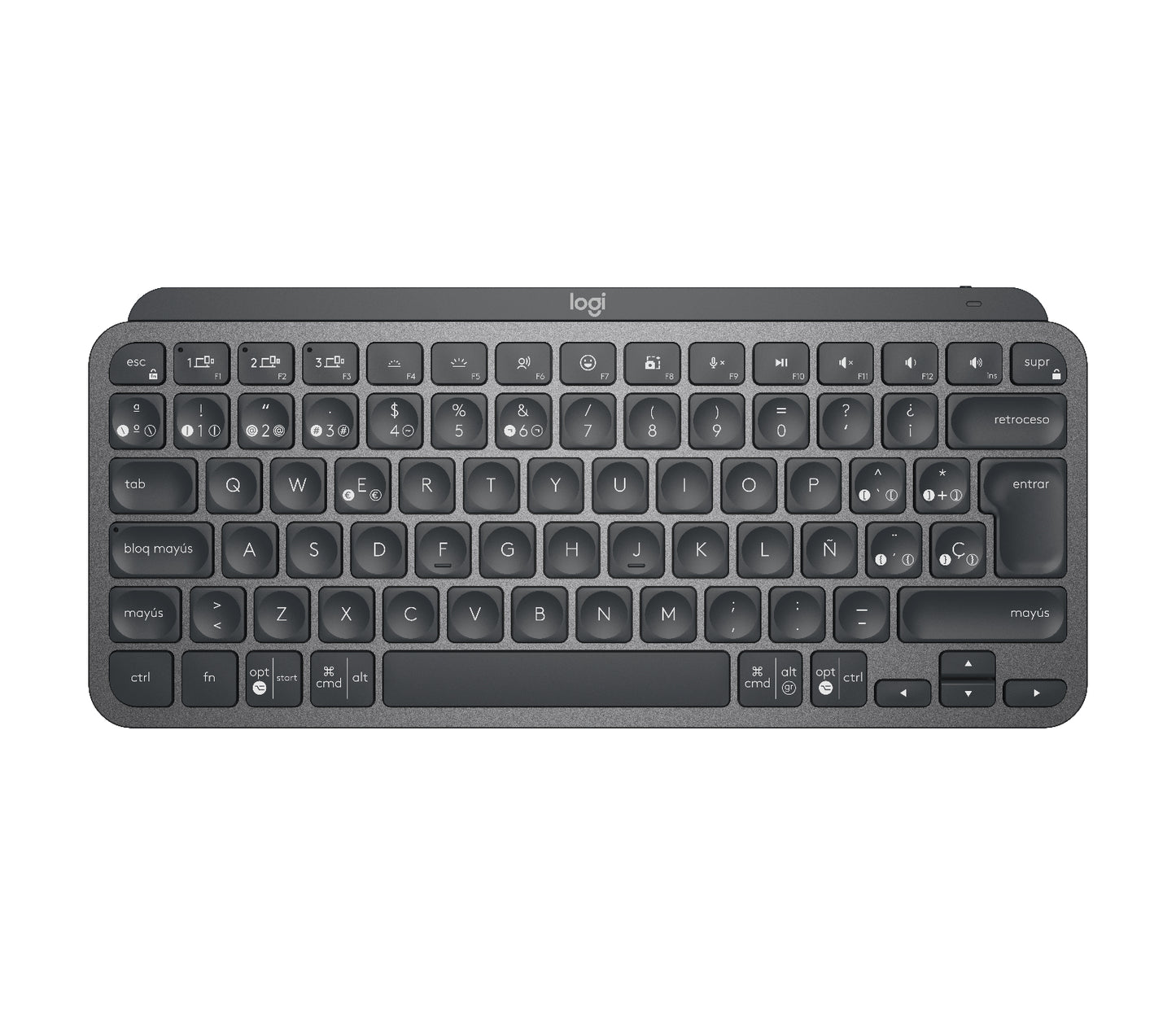 Logitech MX Keys Mini - Teclado - Inalámbrico - Español - USB / Bluetooth - Ergonomic Design - Grafito Guatemala