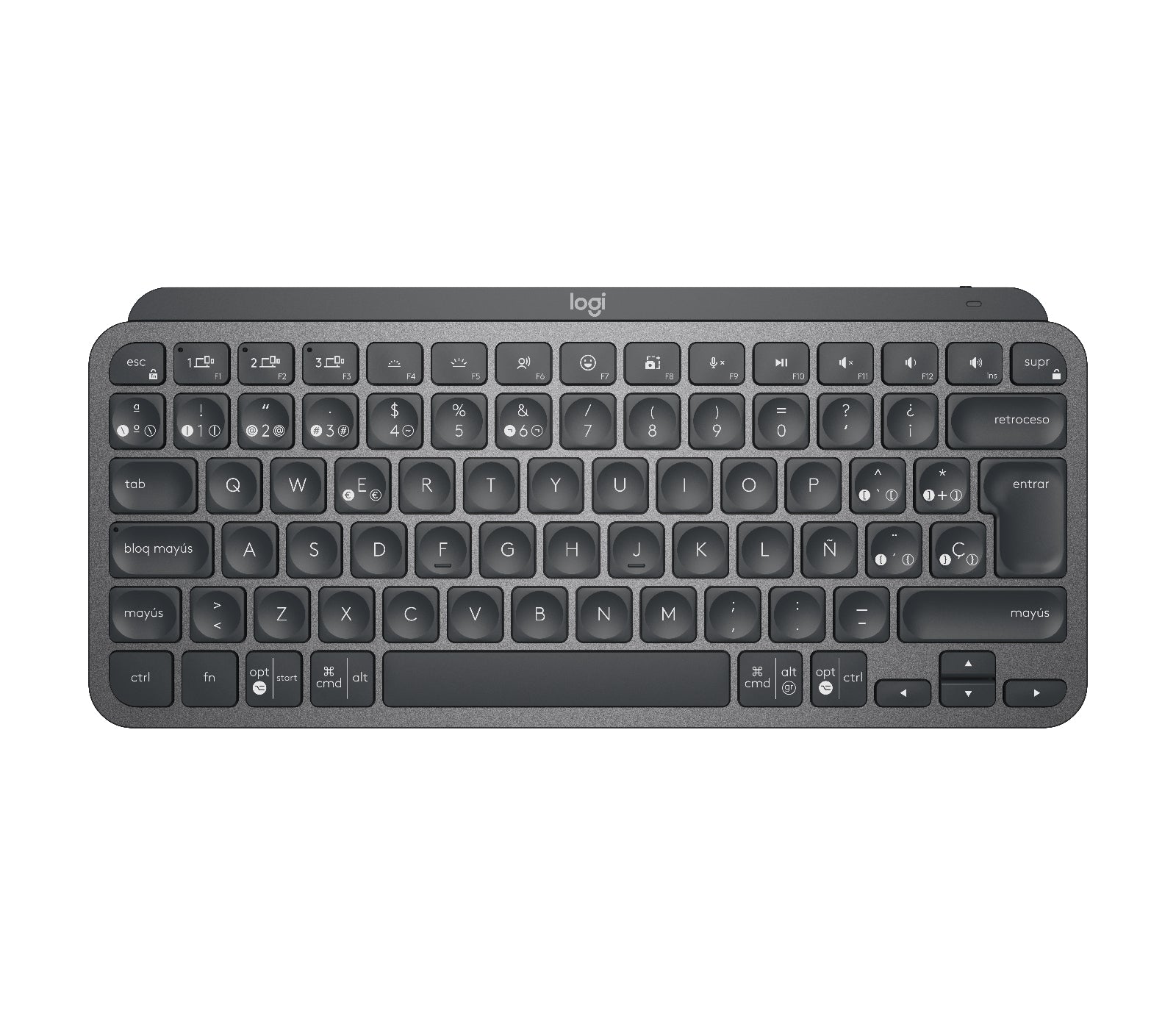 Logitech MX Keys Mini - Teclado - Inalámbrico - Español - USB / Bluetooth - Ergonomic Design - Grafito Guatemala