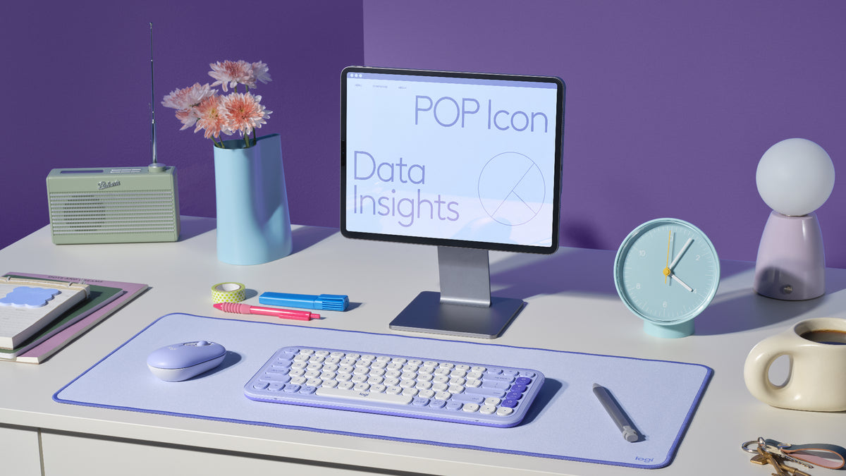 Logitech Pop Icon Combo - Keyboard and mouse set - Spanish (Latin American) - Lilac Guatemala