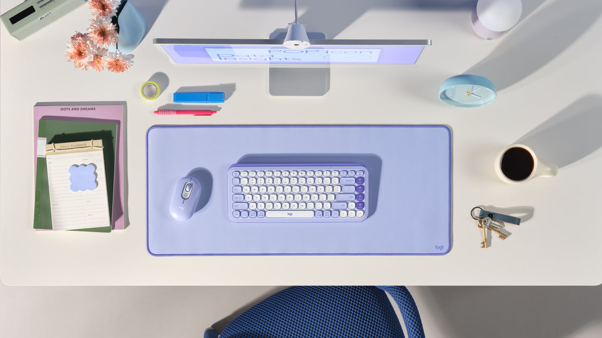 Logitech Pop Icon Combo - Keyboard and mouse set - Spanish (Latin American) - Lilac Guatemala