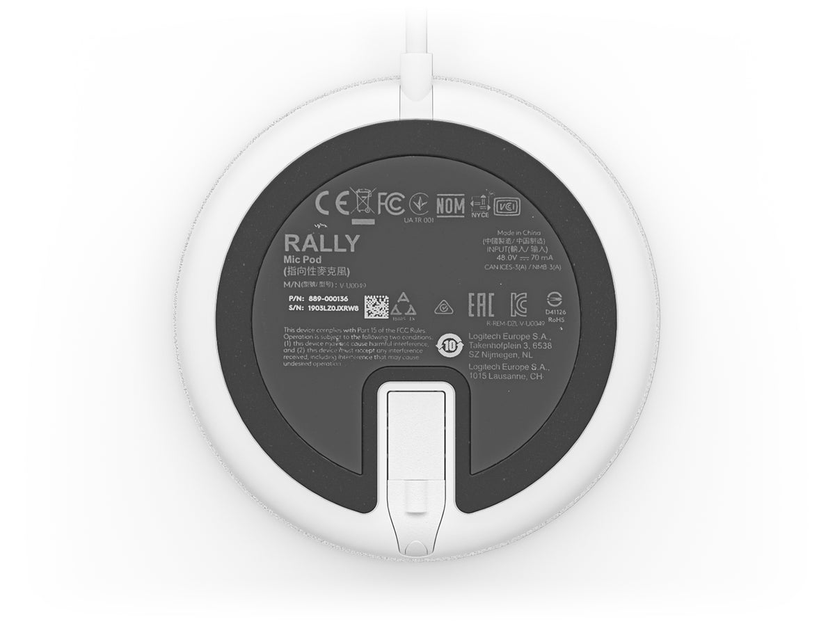 Logitech Rally Mic Pod - Micrófono - blanco - Certificado por Skype, Certificado por Zoom, Cisco Webex Certified - para Rally Bar, Plus; Room Solution Large Guatemala