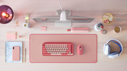 Logitech Studio Series - Teclado y alfombrilla de ratón - base de goma antideslizante fácil deslizamiento superficie resistente a salpicaduras - rosa oscuro Guatemala