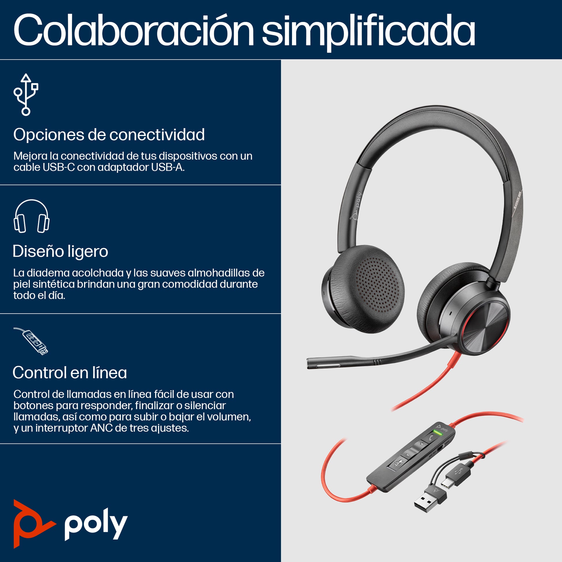POLY - Headphones - Wired - Blackwire 8225 Stereo Guatemala