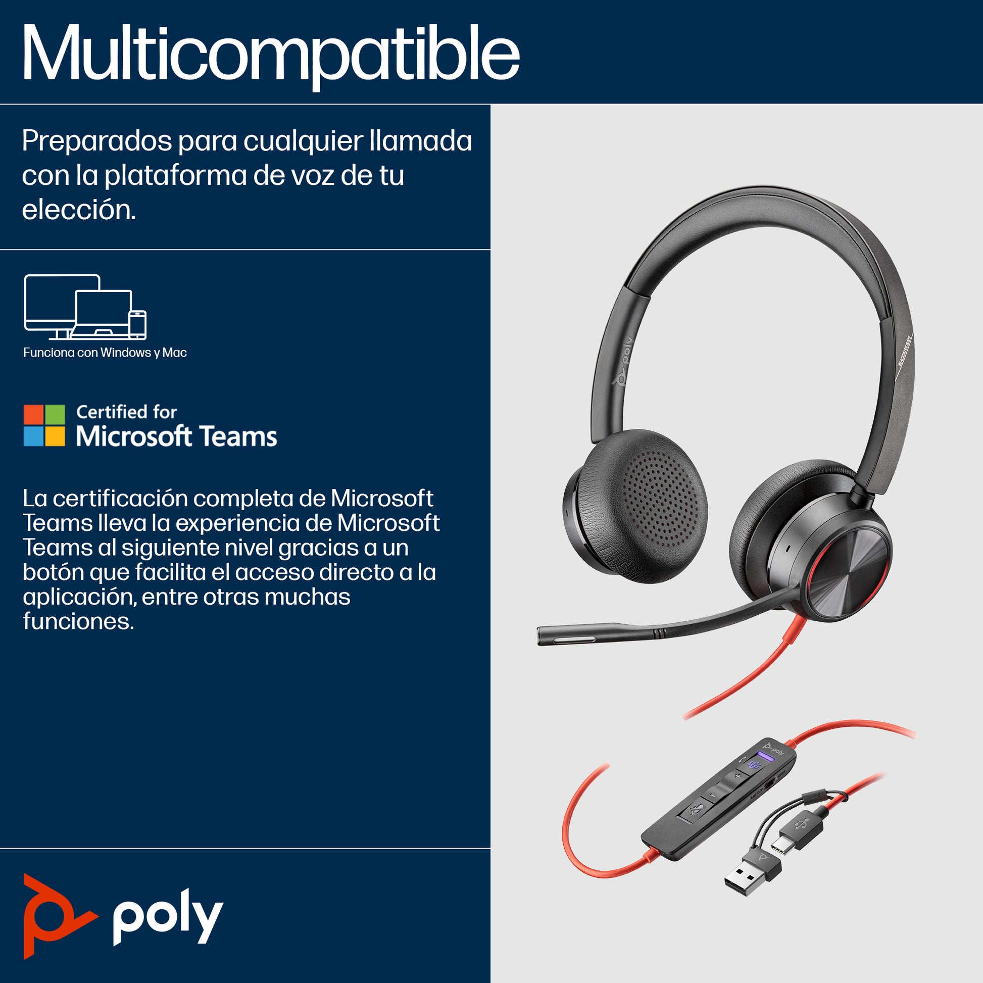 POLY - Headphones - Wired - Blackwire 8225 Stereo Guatemala