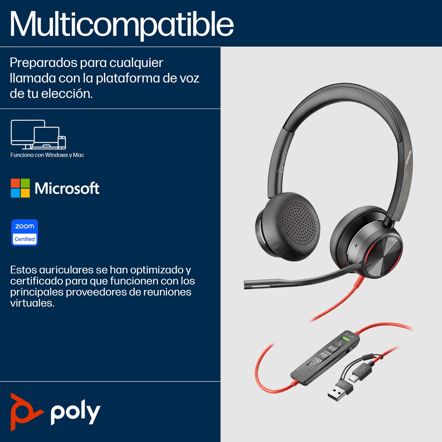 POLY - Headphones - Wired - Blackwire 8225 Stereo Guatemala