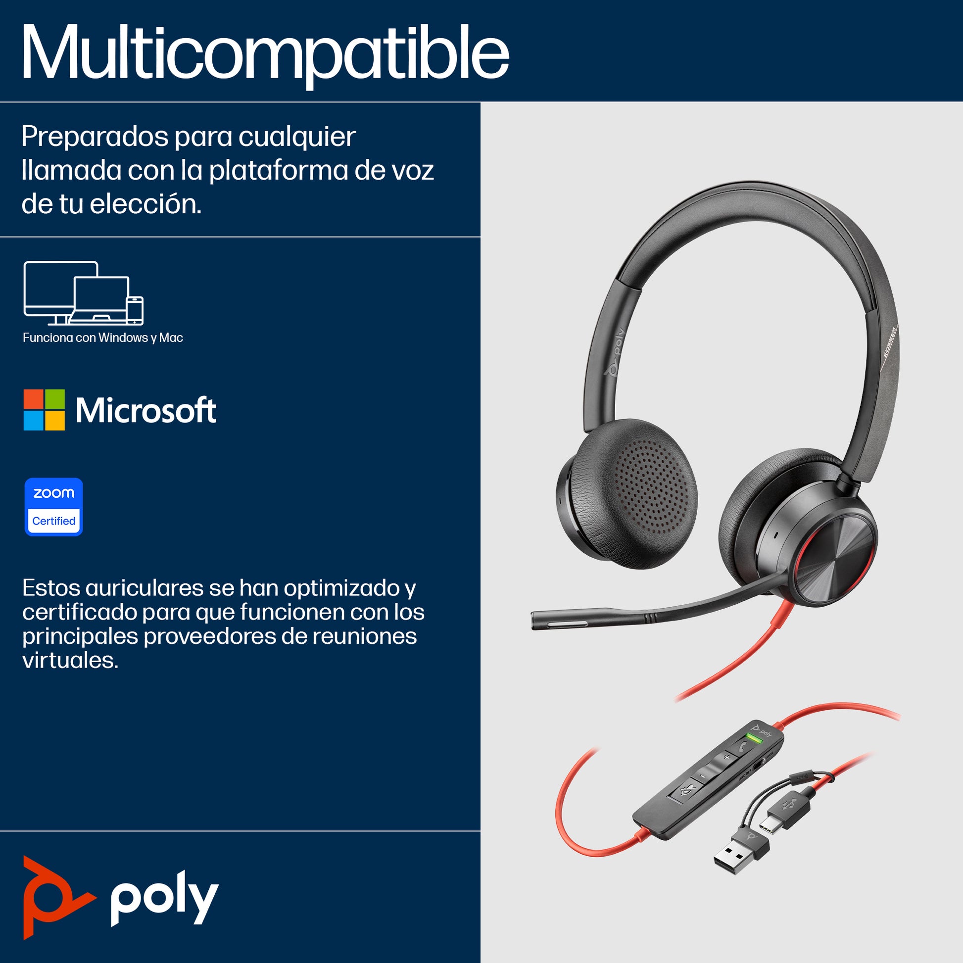 POLY - Headphones - Wired - Blackwire 8225 Stereo Guatemala