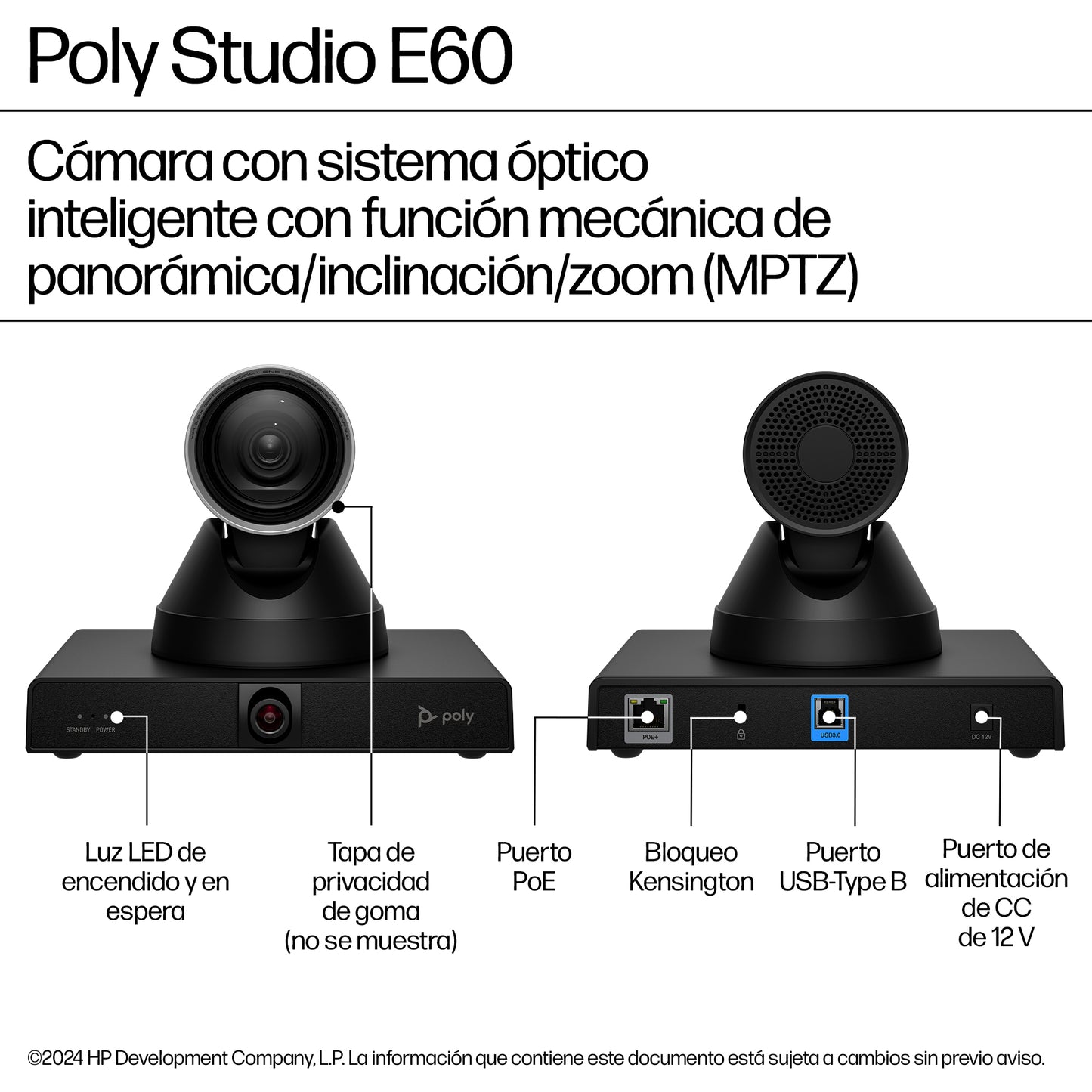 POLY - Smart Camera - Studio E60 4K MPTZ with 12x O Guatemala