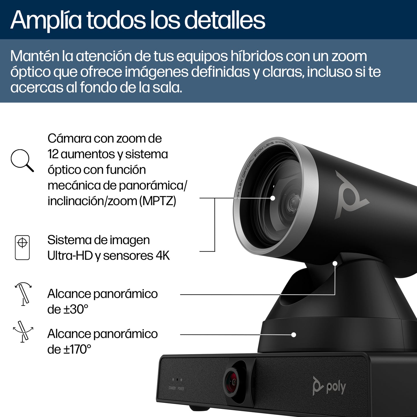 POLY - Smart Camera - Studio E60 4K MPTZ with 12x O Guatemala
