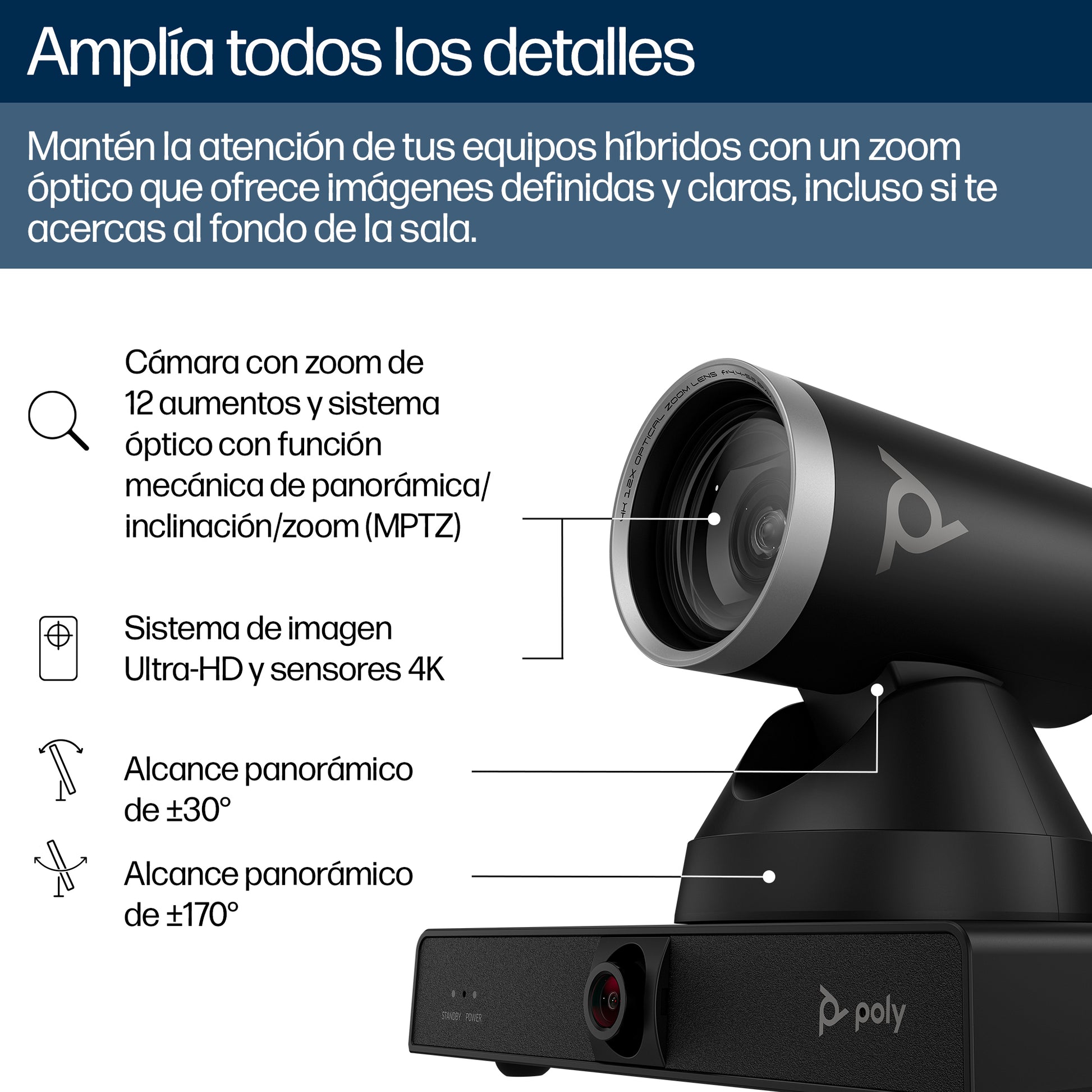 POLY - Smart Camera - Studio E60 4K MPTZ with 12x O Guatemala