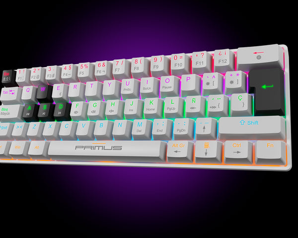 Primus Gaming - Keyboard - Wired - Spanish - USB 2.0 - Ergonomic Design - Black/white