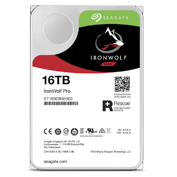 Seagate IronWolf Pro ST16000NT001 - Disco duro - 16 TB - interno - 3.5" - SATA 6Gb/s - 7200 rpm - búfer: 256 MB - con Recuperación de datos Seagate Rescue de 3 años Guatemala
