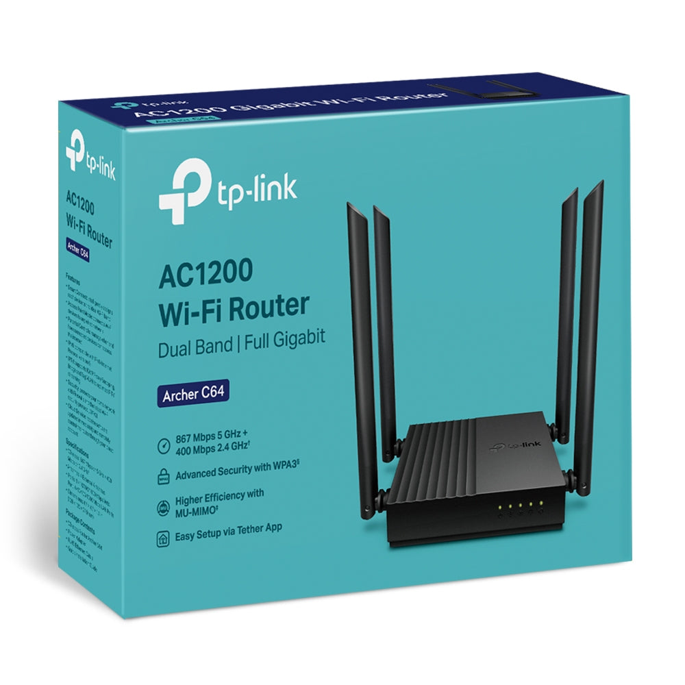 TP-LINK Archer C64 V1 - Enrutador inalámbrico conmutador de 4 puertos - 1GbE - Wi-Fi 5 - Doble banda Guatemala