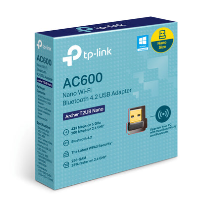 TP-Link Archer T2UB Nano V1 - Velocidad 433 Mbps a 5 GHz + 200 Mbps a 2.4 GHz- USB 2.0-Bluetooth 4.2 - Wi-Fi 5 Guatemala