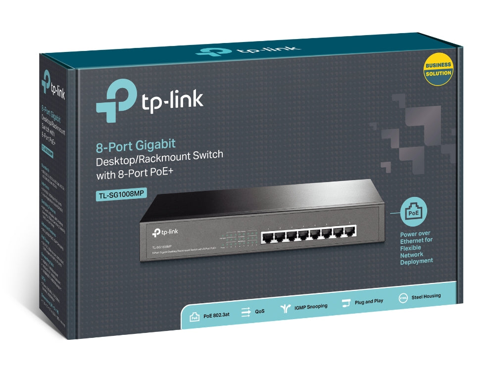 TP-Link TL-SG1008MP - Conmutador - sin gestionar - 8 x 10/100/1000 (PoE+) - sobremesa montaje en rack - PoE+ (126 W) Guatemala